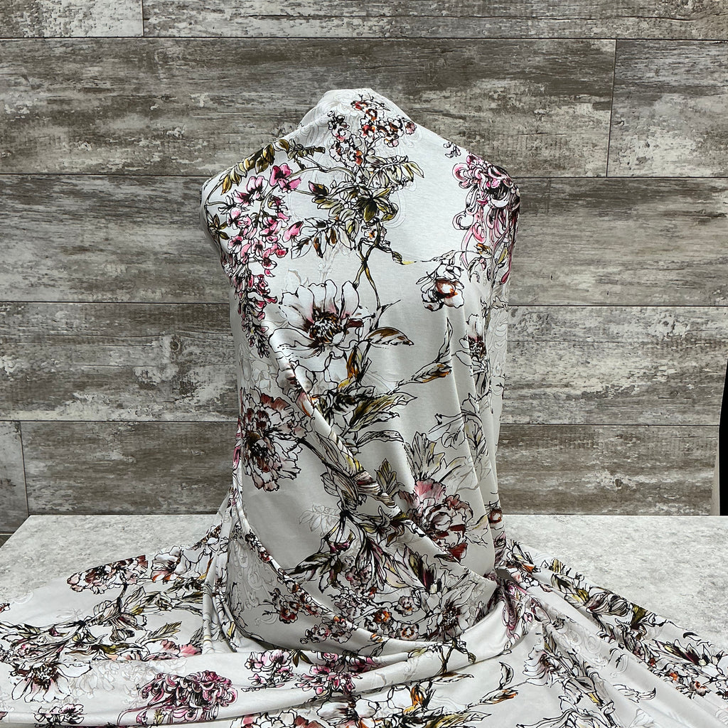 Italian Floral Cotton Knit - Sold by the half yard