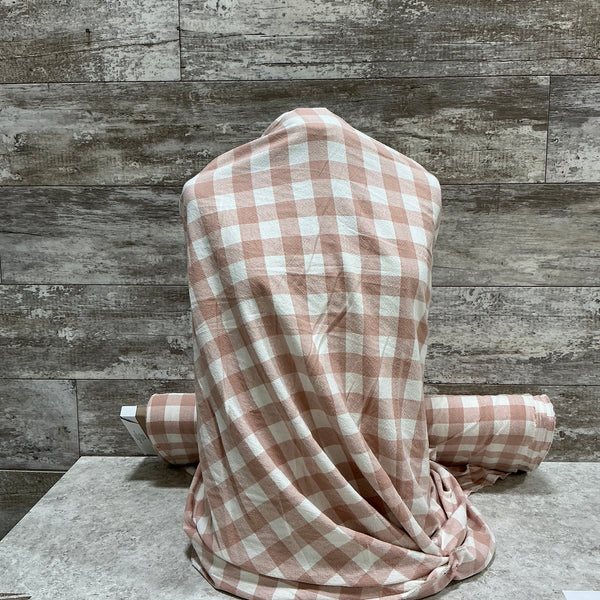 Rose Gingham Organic Cotton Knit - Sold by the half yard