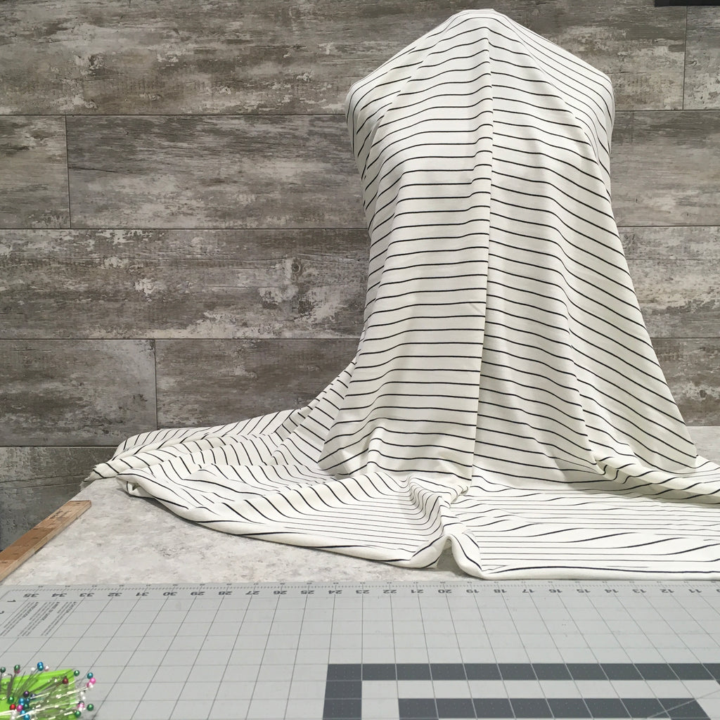 Ponte Wheaton Black & White Stripe  | Sold by the half yard