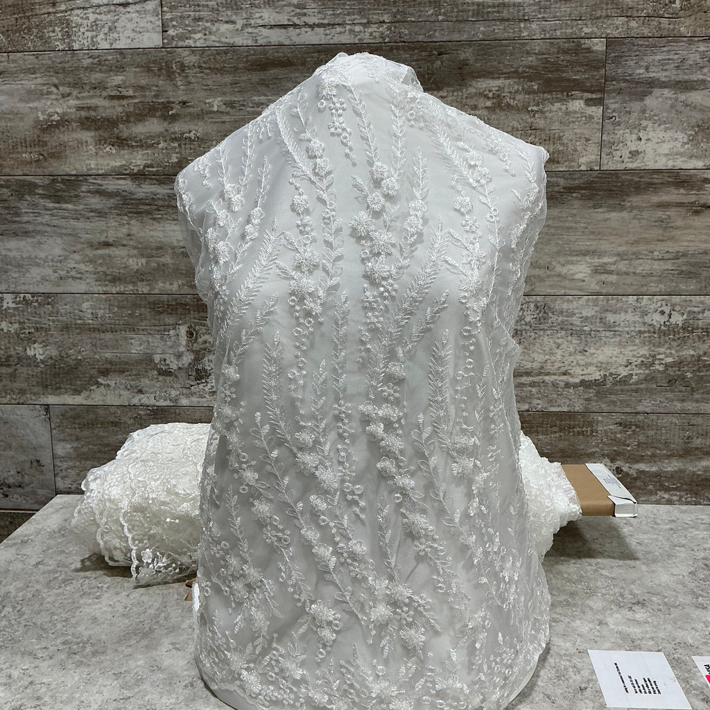 Blooming Wheatgrass 03 Beaded Embroidery On Tulle - Sold by the half yar