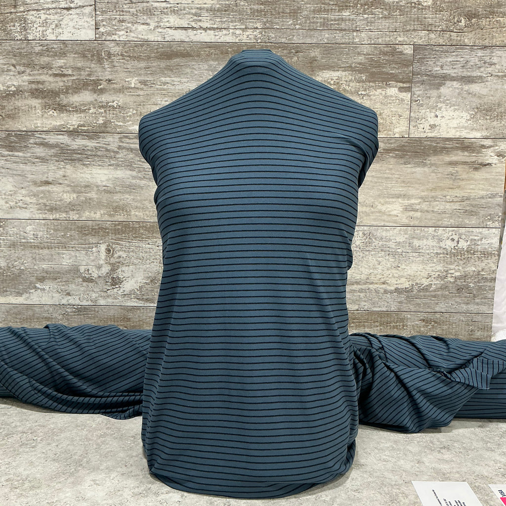 Marine & Black Stripe l Sold by the half yard