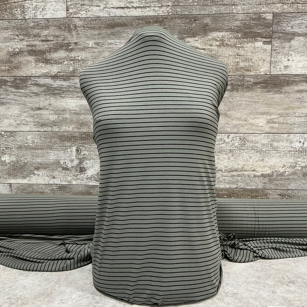 Mossy Black Stripe l Sold by the half yard