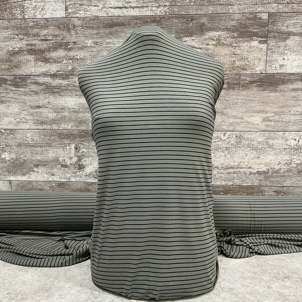 Mossy Black Stripe l Sold by the half yard