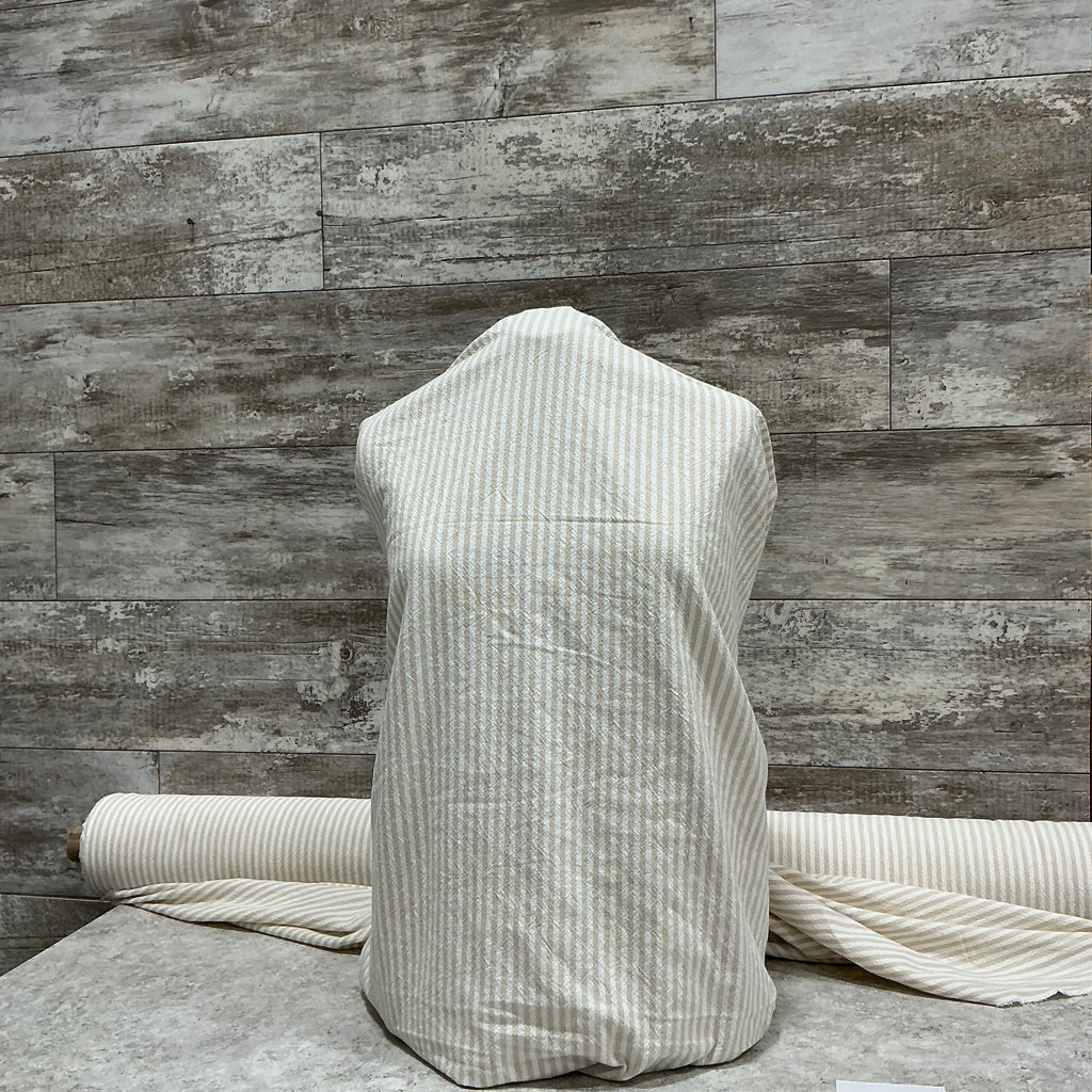 Organic Cotton Stripe - Tan/Ivory | Sold by the half yard