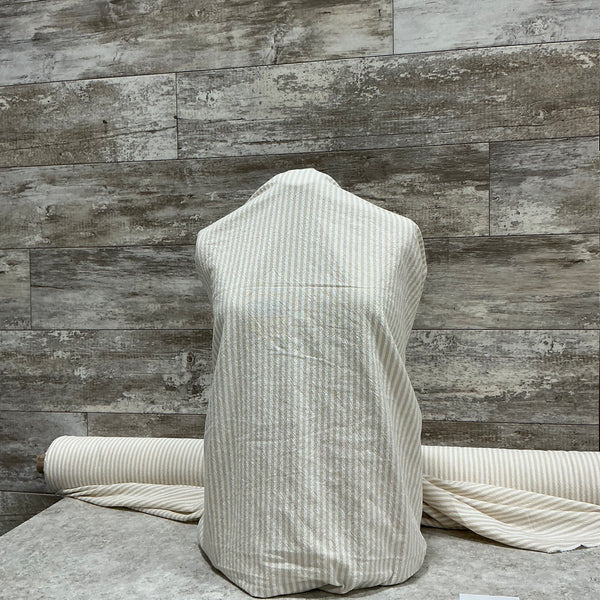 Organic Cotton Stripe - Tan/Ivory | Sold by the half yard