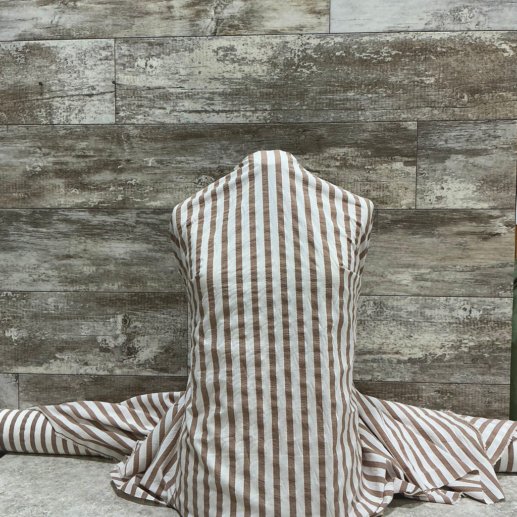 Seersucker Stripe Caramel - Sold by the half yard
