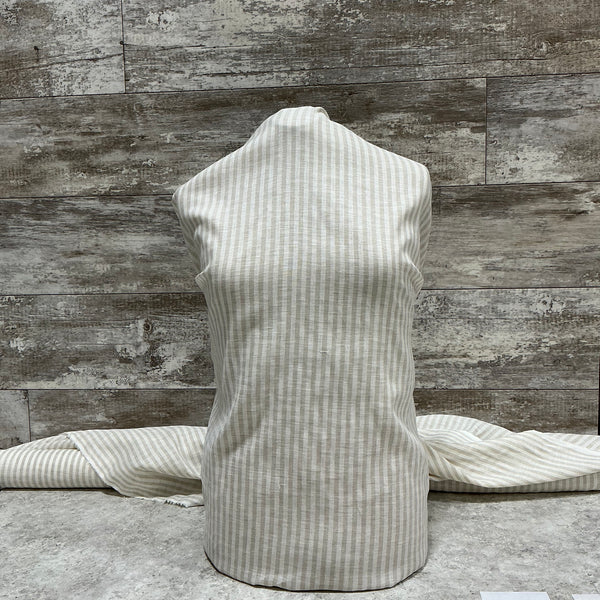Vertical Stripe Pistachio Linen/Cotton - sold by the half yard