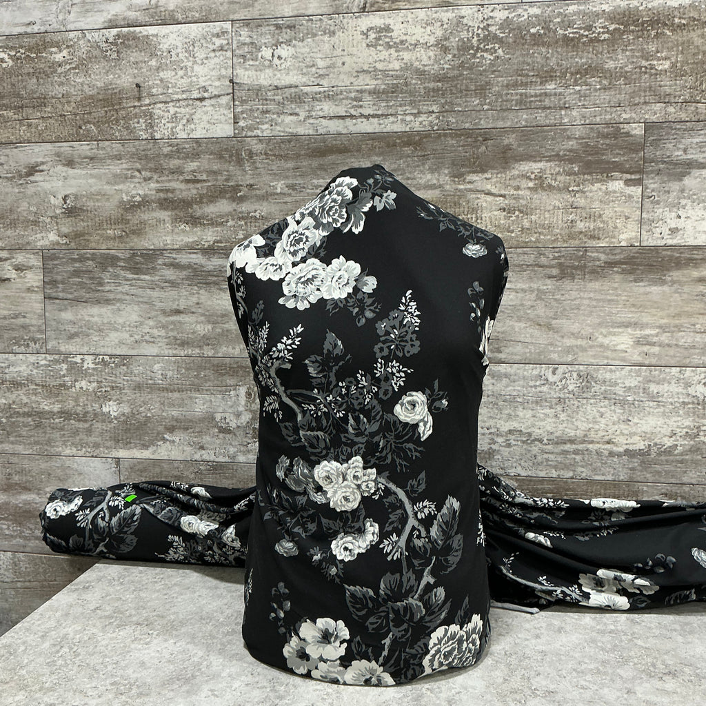 D & G Dark and Gray Floral 100% Cotton - Sold by the half yard