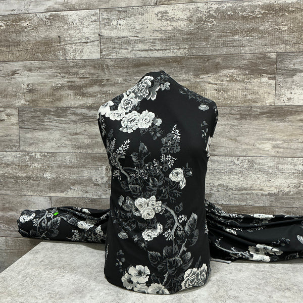D & G Dark and Gray Floral 100% Cotton - Sold by the half yard