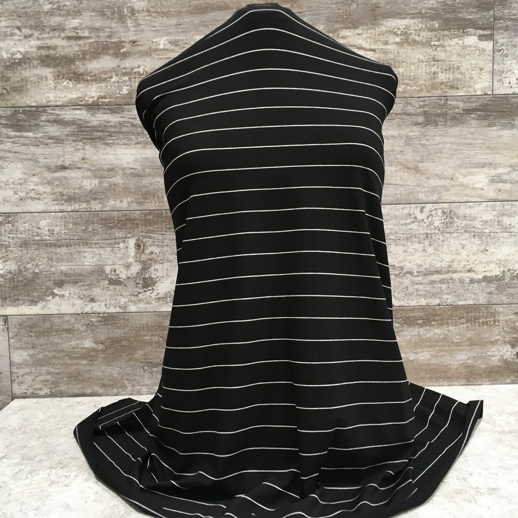 Bamboo - White & Black Basic Stripe l Sold by the half yard