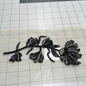 Applique/ Nora Beaded Black - Sold by the half yard