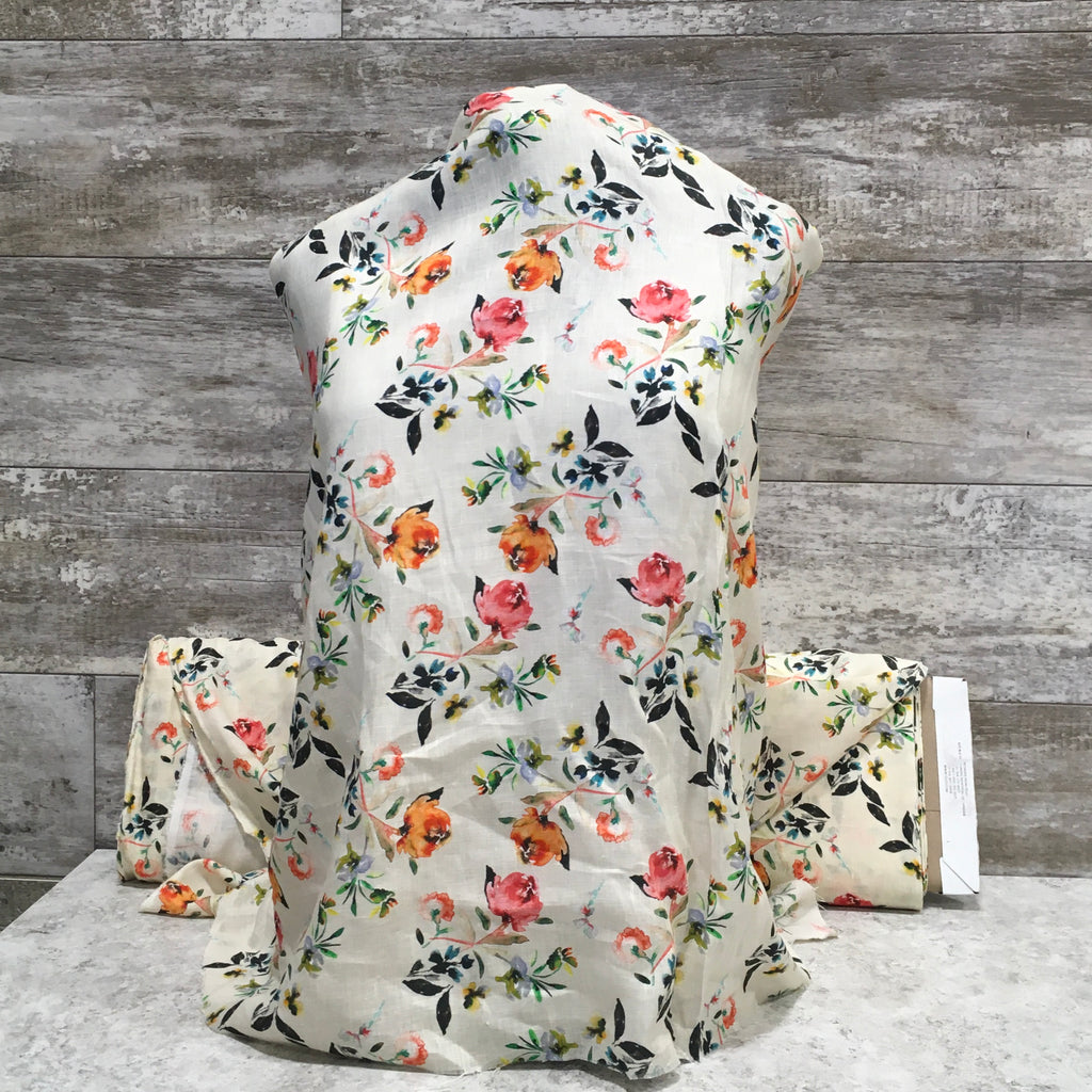 Linen Picnic Posies -sold by the half yard