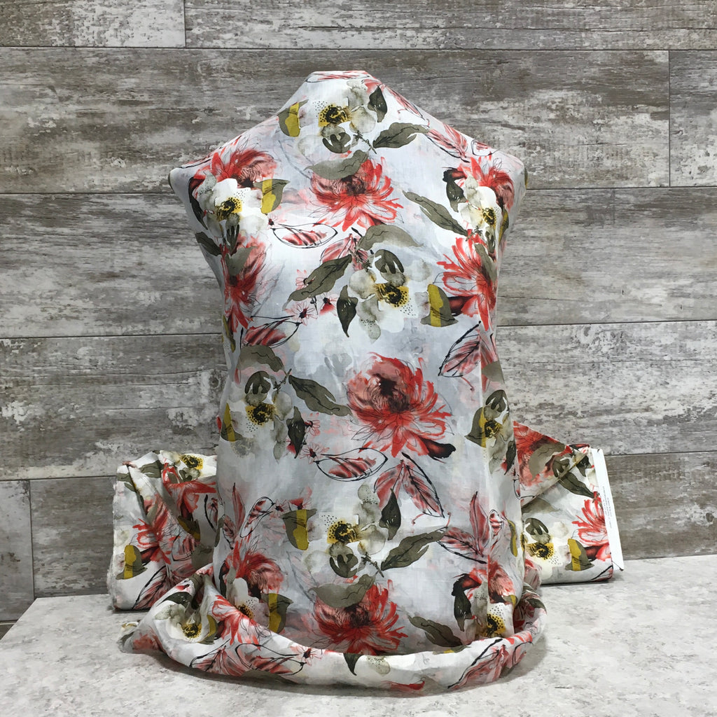 Linen Botanical Elements  - sold by the half yard