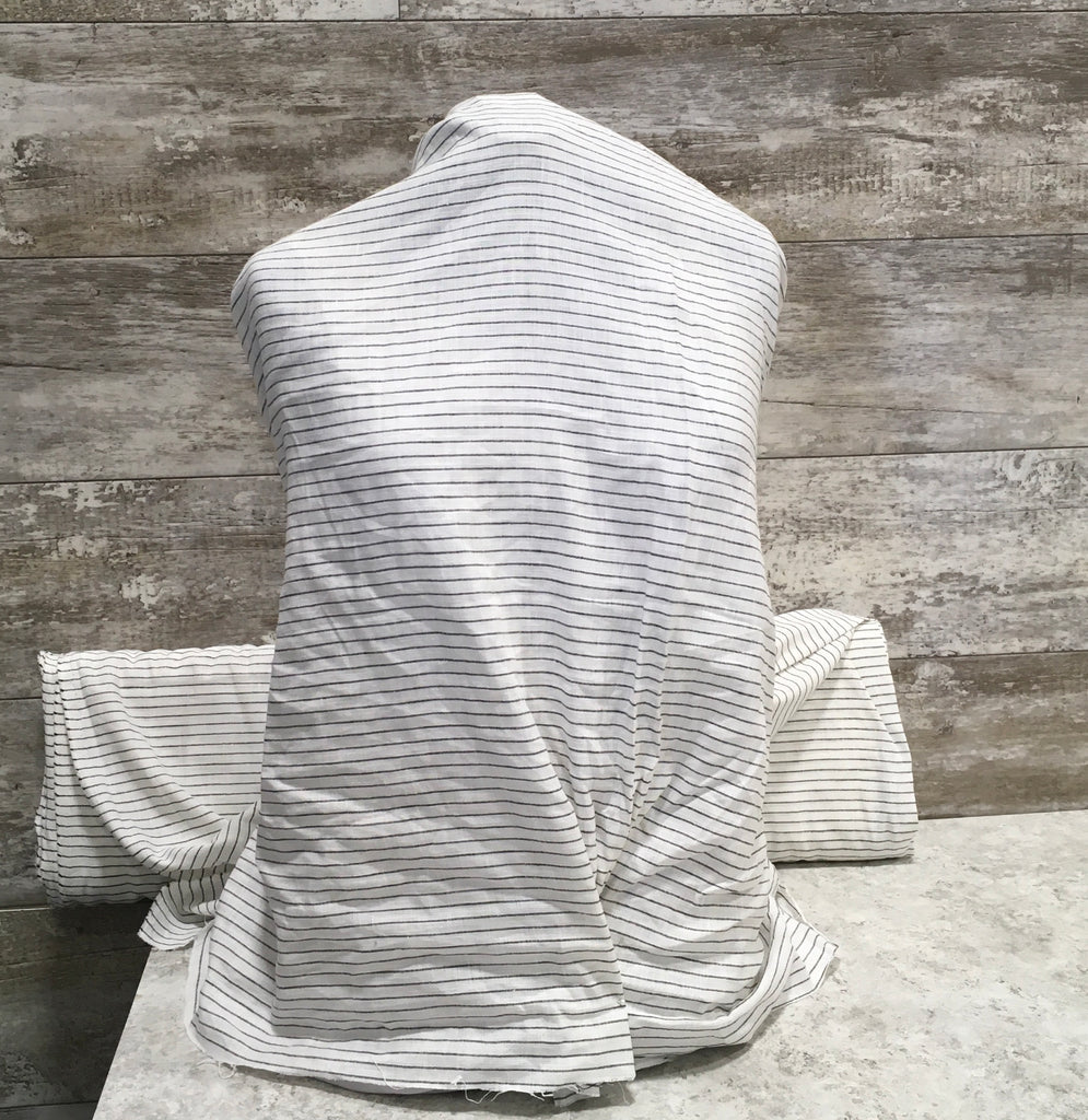 Linen Black and White Stripe  - sold by the half yard