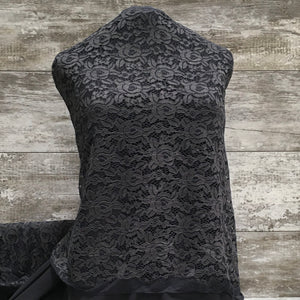 Camellia Lace / Charcoal 12 - Sold by the half yard