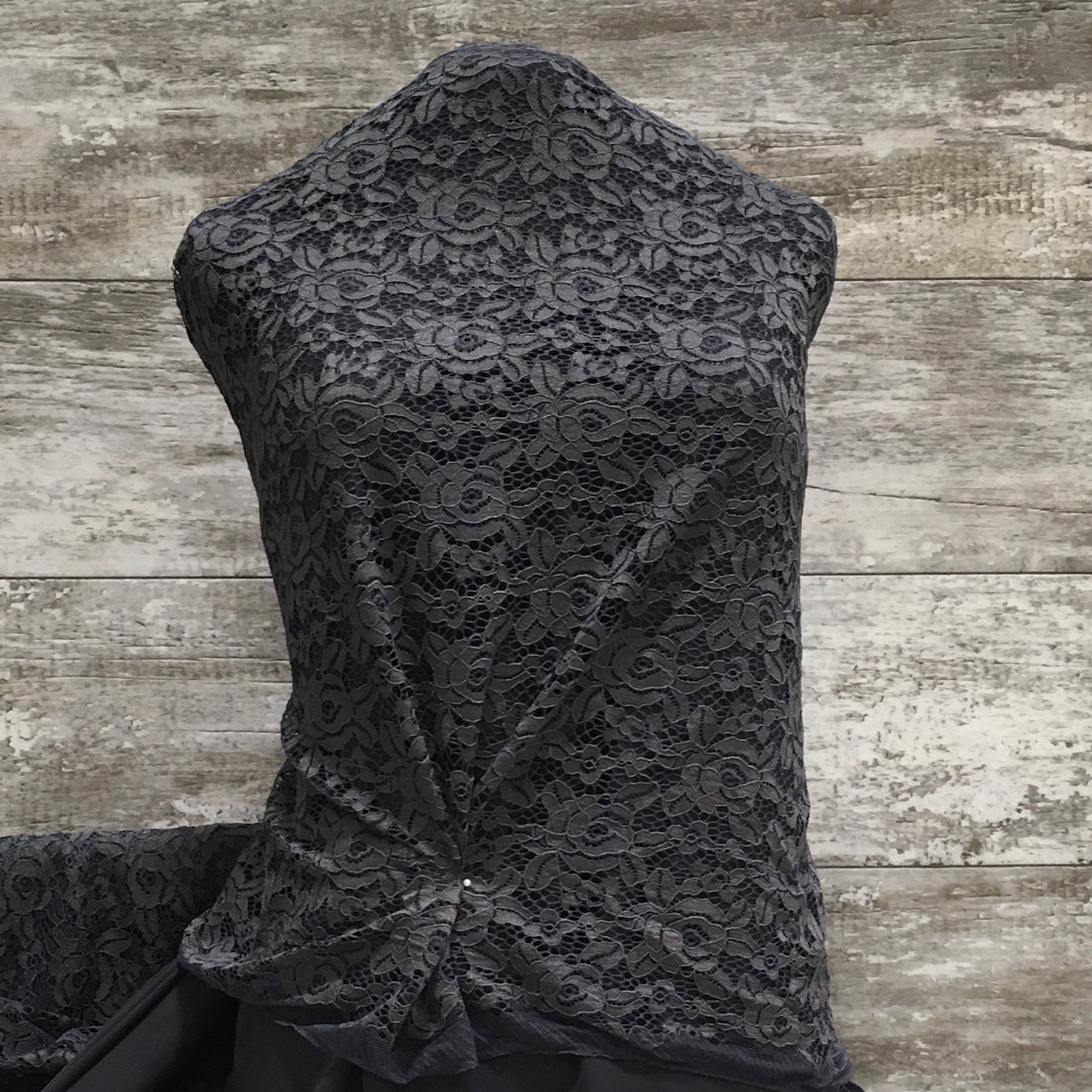 Camellia Lace / Charcoal 12 - Sold by the half yard
