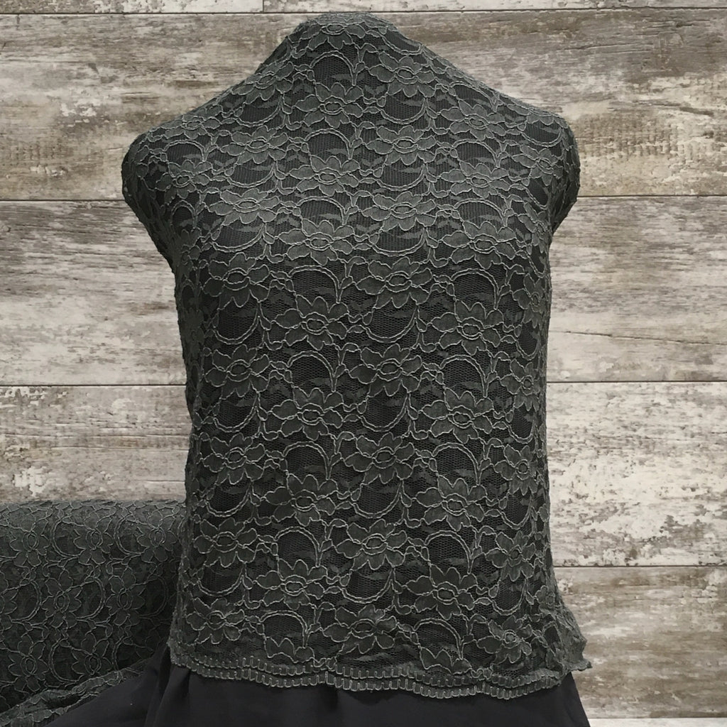 Xanna Lace / Charcoal 79 - Sold by the half yard