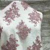 Veronica Embroidery Lace / Dusty Rose - Sold by the half yard