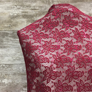 Lace with Sequins / Burgundy - Sold by the half yard