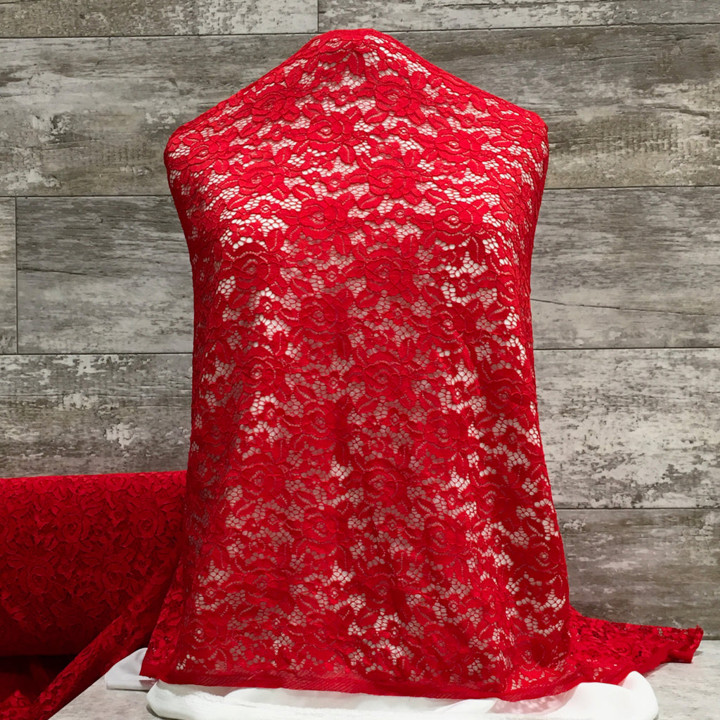 Camellia Lace / Red 05 - Sold by the half yard