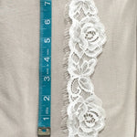 Trim Lace / Eyelash Roses White - Sold by the half yard