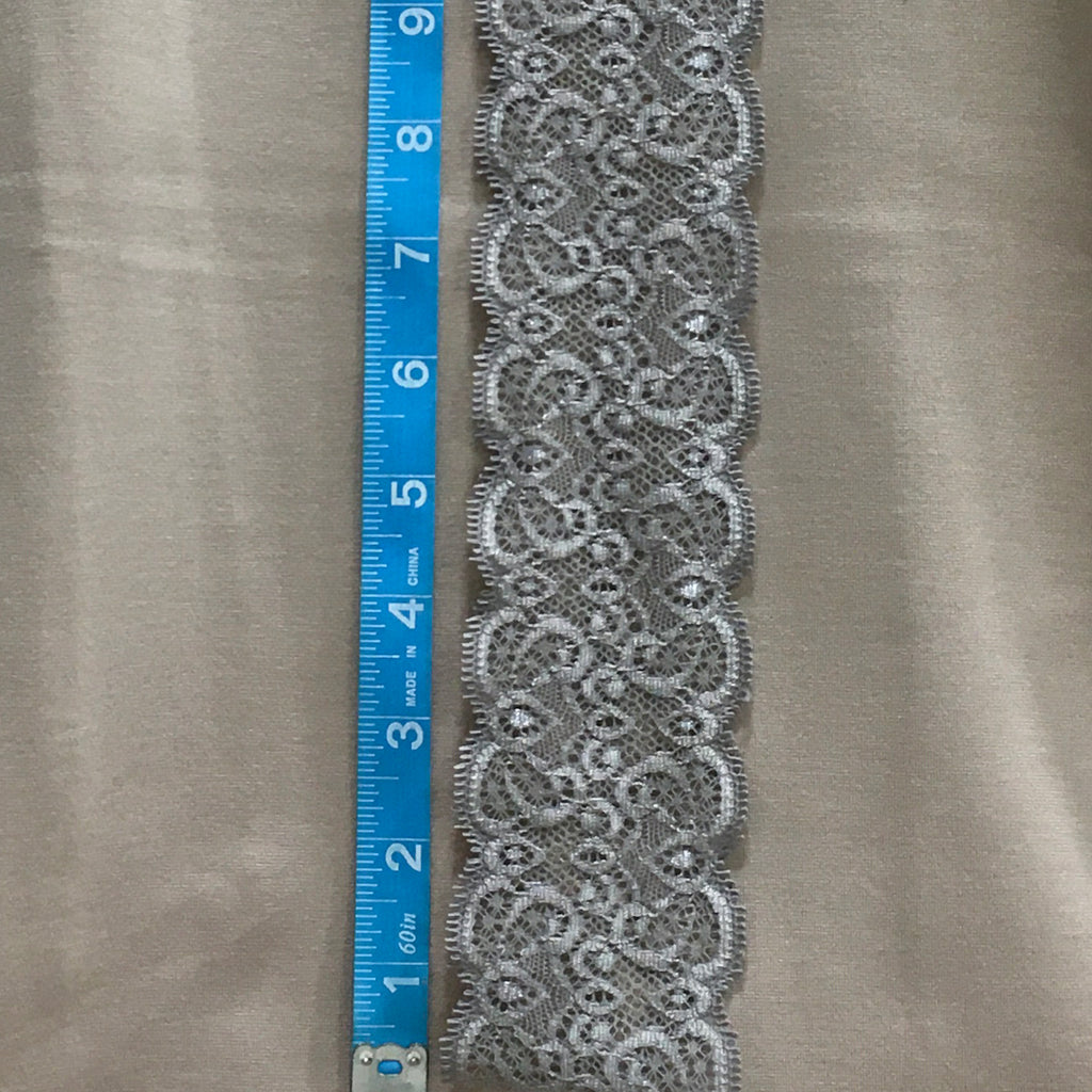 Trim Lace / Sugar Swirls Silver - Sold by the half yard