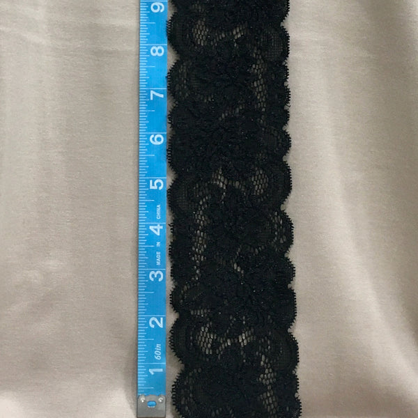Trim Lace / Sweetest Floral Black - Sold by the half yard