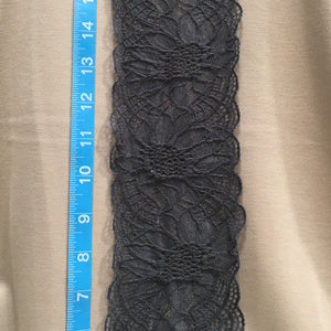 Trim Lace / Sunflowers Charcoal - Sold by the half yard