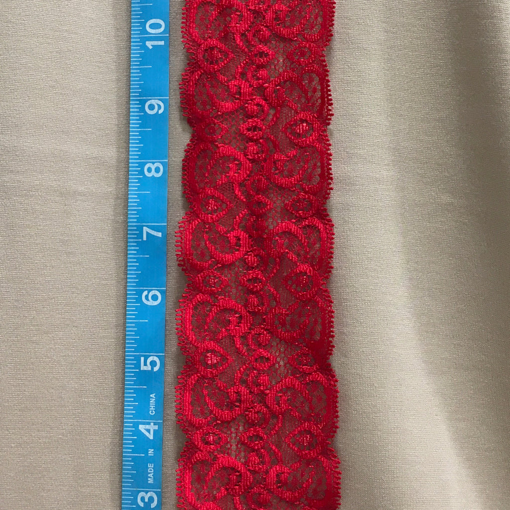 Trim Lace / Sugar Swirls Red - Sold by the half yard