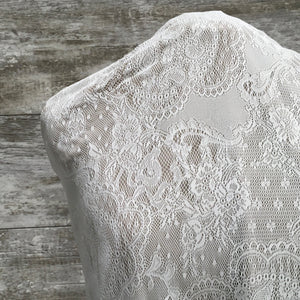 Aurora Chantilly Lace / Oyster - Sold by the half yard