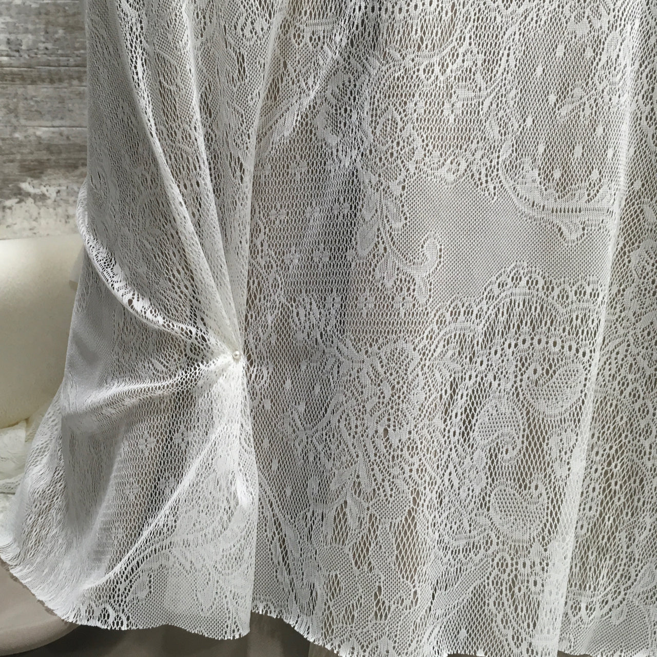 Aurora Chantilly Lace / Oyster - Sold by the half yard