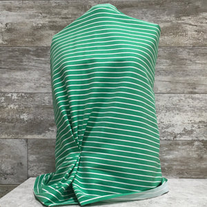 Stretch Denim /  Green Stripe -sold by the half yard