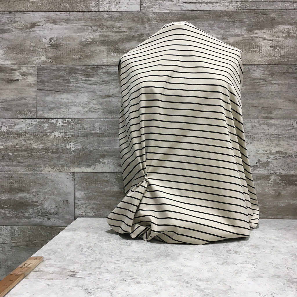 Ponte DE Roma - Beige + Black - Horizontal Stripe | Sold by the half yard