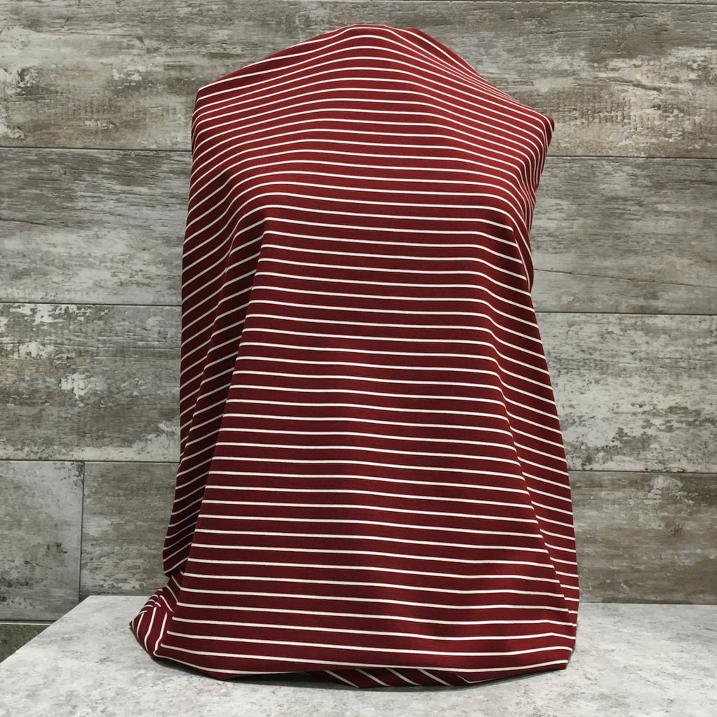 Ponte DE Roma - Cranberry + Ivory - Horizontal Stripe | Sold by the half yard