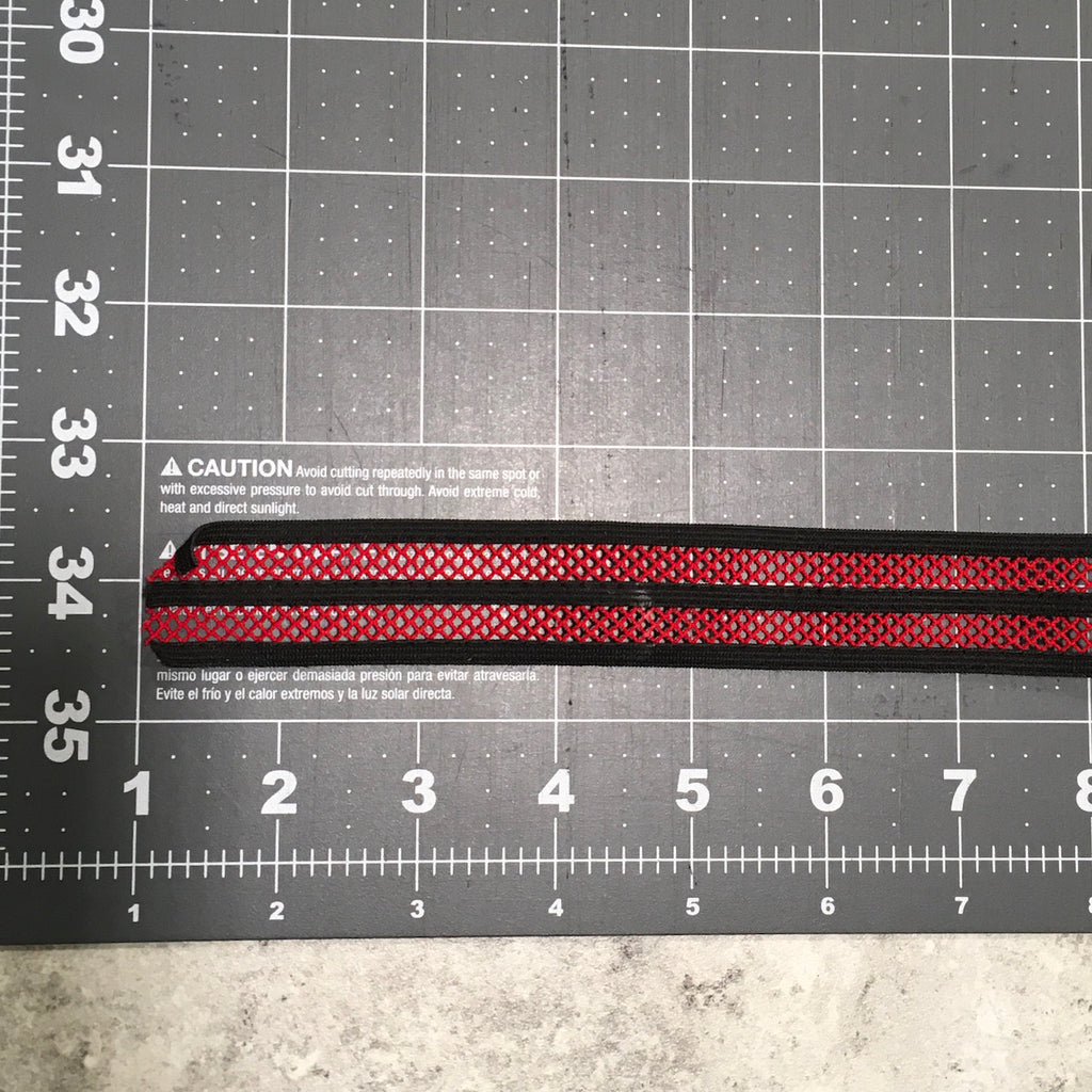 Sportswear Stretch Trim / Red + Black - Sold by the half yard