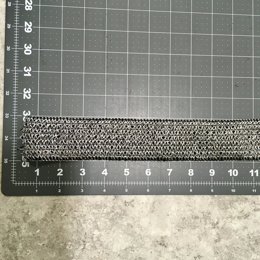 Plush Elastic / Black + Silver - Sold by the half yard