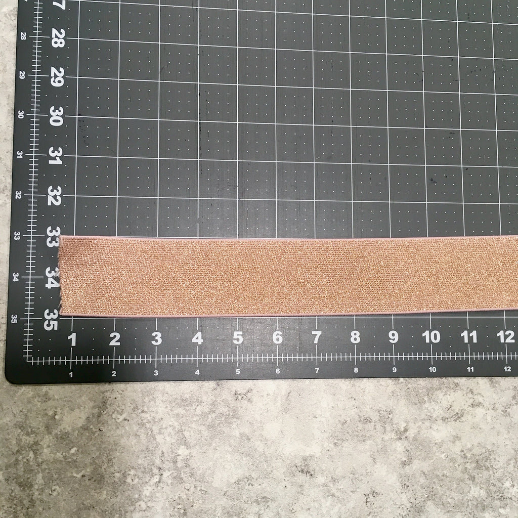 Plush Elastic / Pink + Gold Glitter - Sold by the half yard