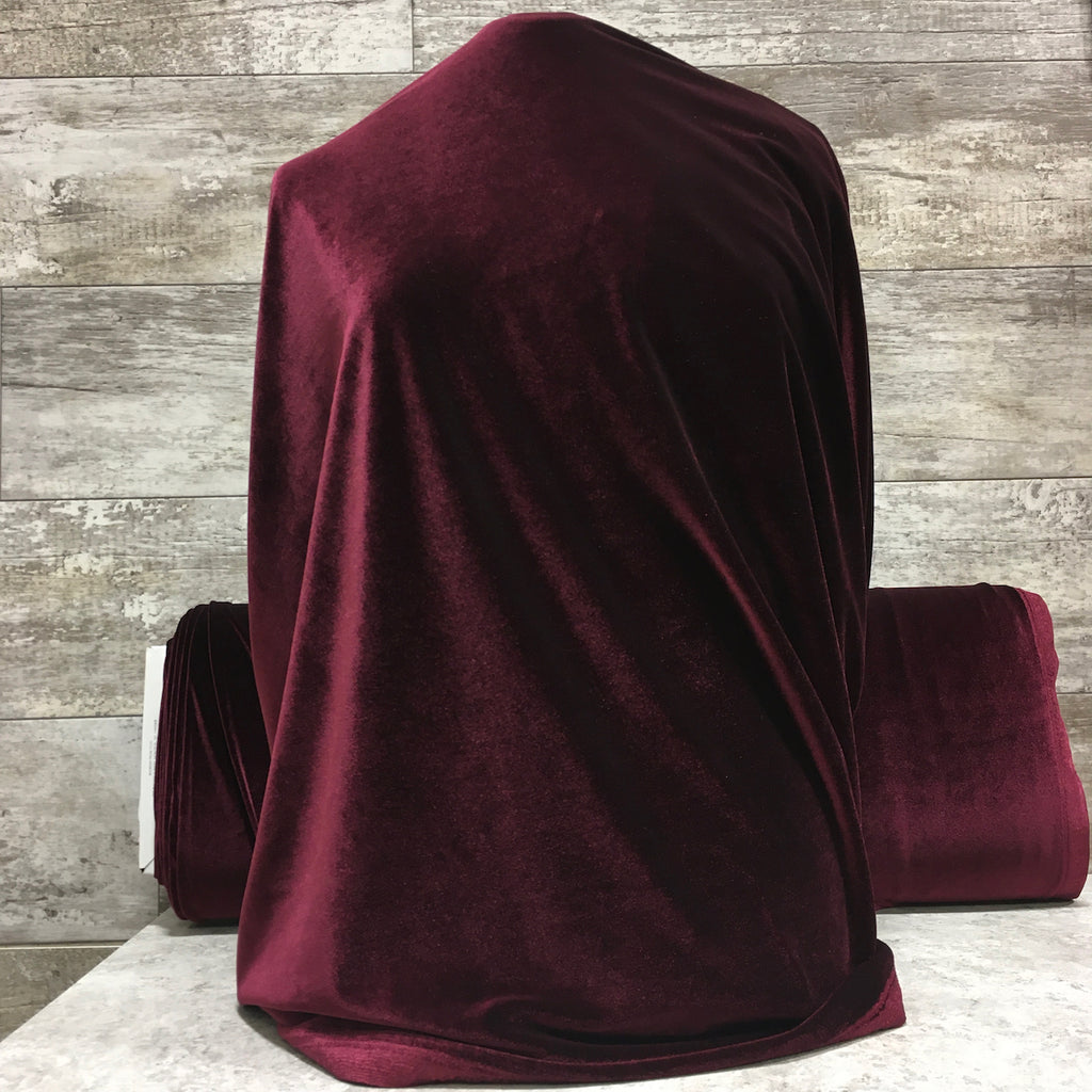 Stretch Velvet - Wine | Sold by the half yard