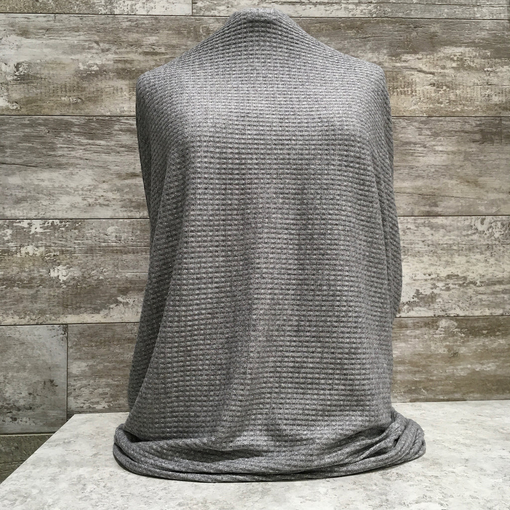 Ribbed Waffle Knit  - Grey | Sold by half yard