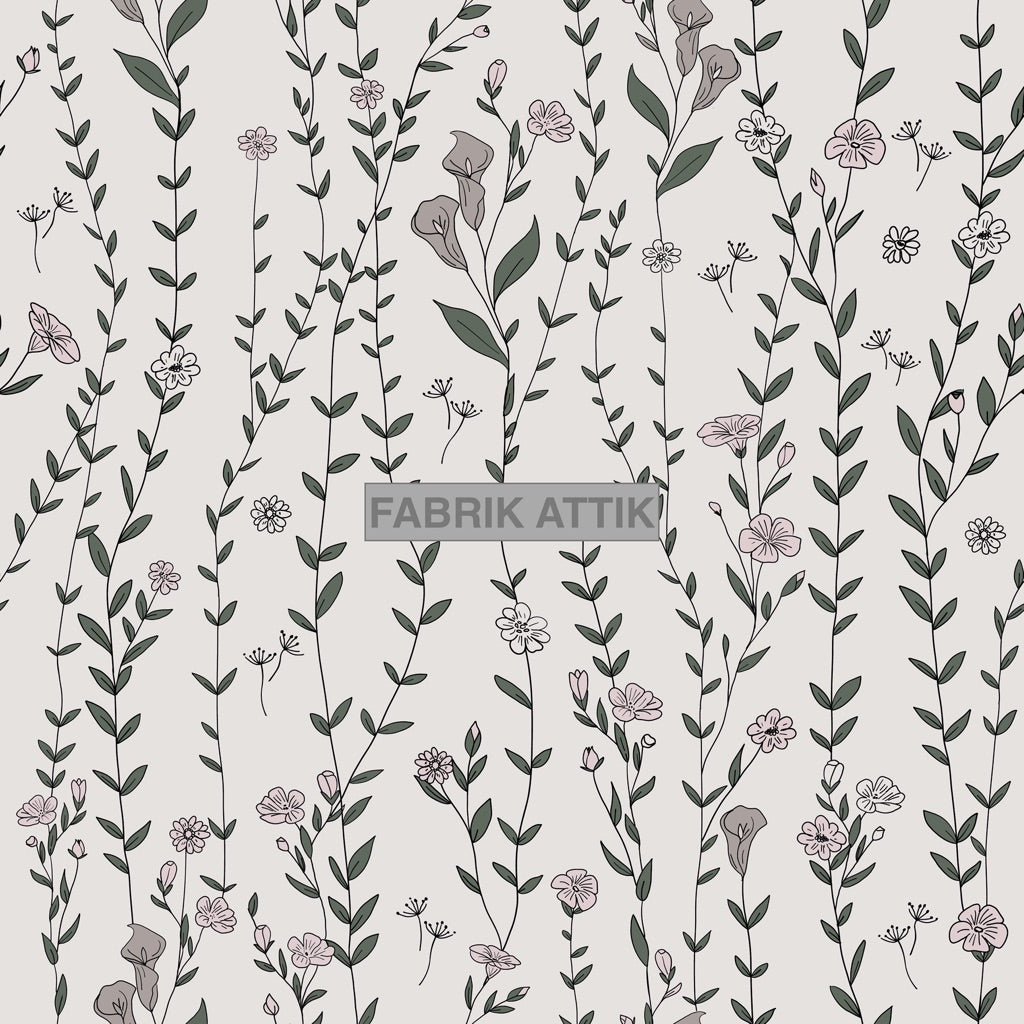 Flowering Vine ~ Green (sold by the half yard)
