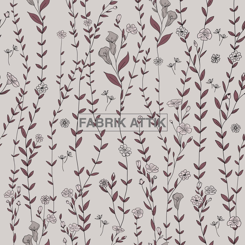 Flowering Vine ~ Burgundy (sold by the half yard)