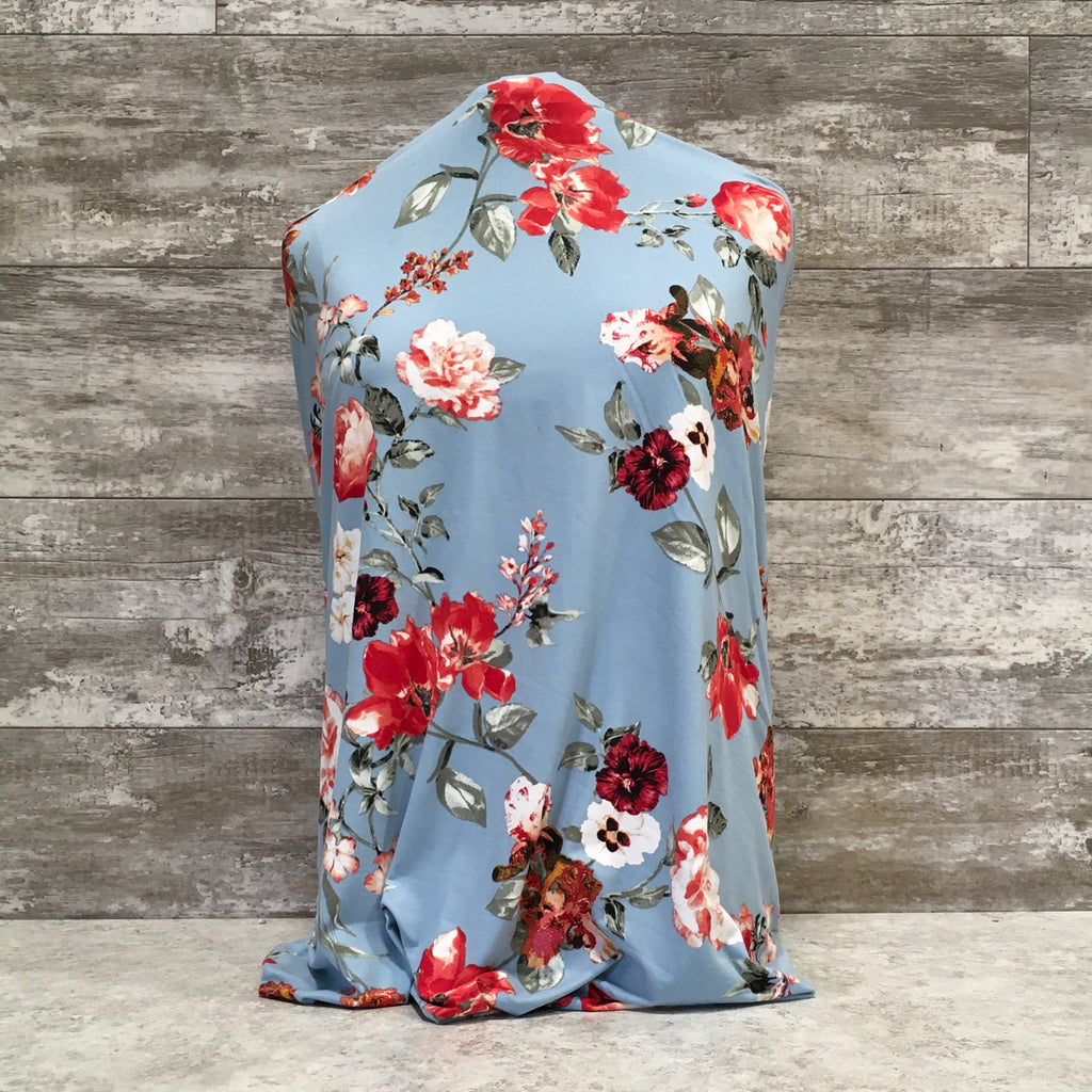 DBP - Poppies on Blue - Sold by half yard