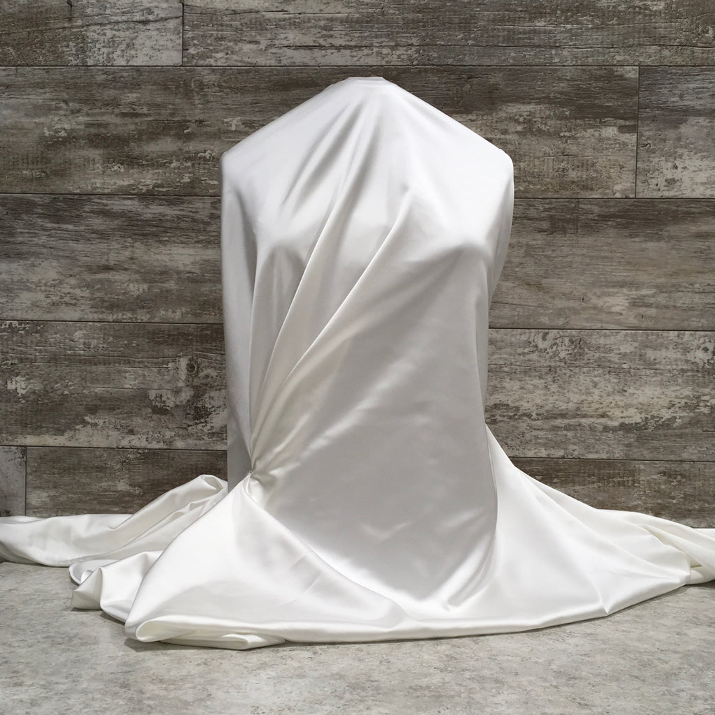 Bridal Fabrik Miyuki Stretch Satin 01 Pure White | Sold by the half yard