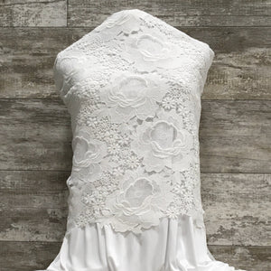 Bridal Lace French Roses - Sold by the half yard