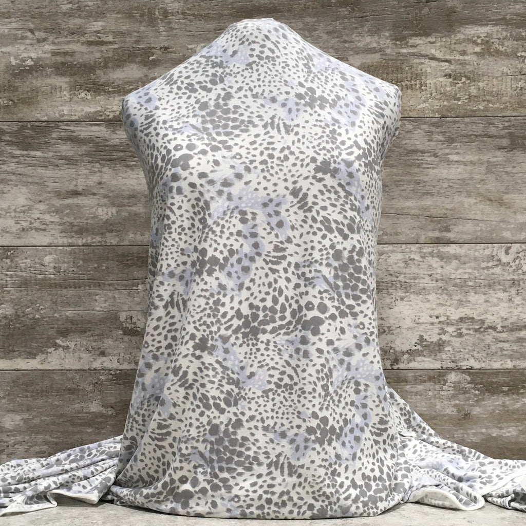 French Terry / Frost Blue Leopard | Sold by the half yard
