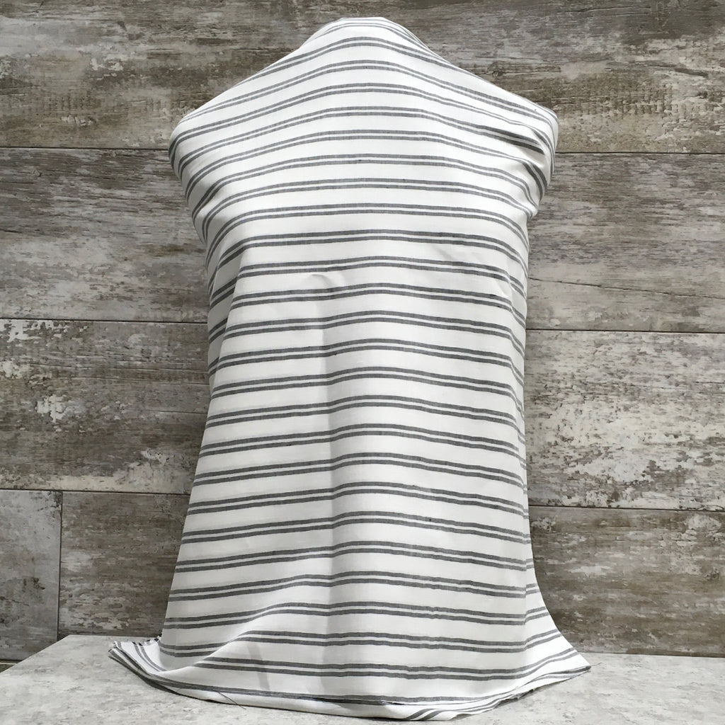 Horizontal Ivory Linen Stripe - Sold by the half yard