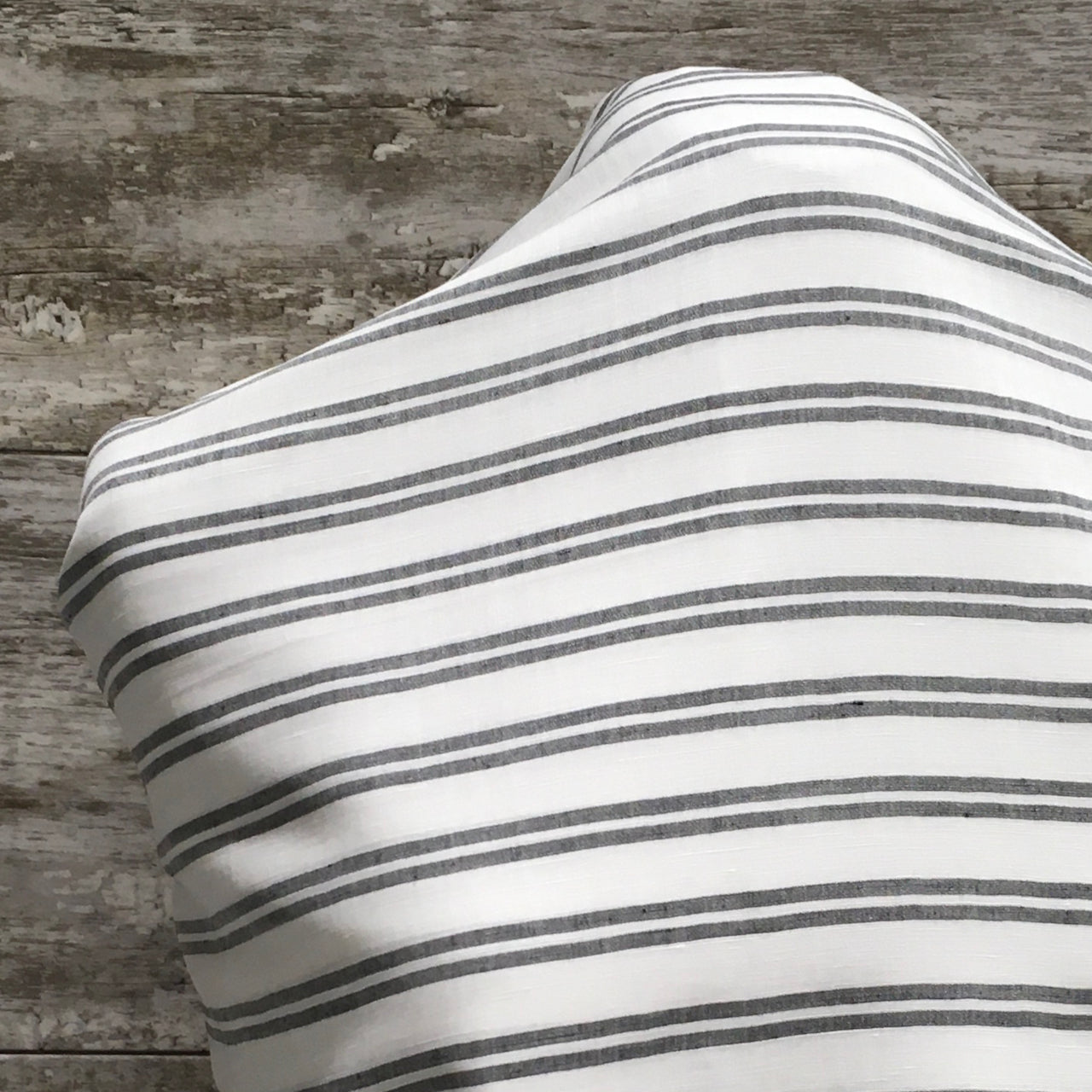 Horizontal Ivory Linen Stripe - Sold by the half yard