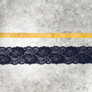 Trim Lace / Pretty Pansies Navy - Sold by the half yard