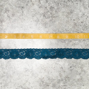 Trim Lace / Mini Roses Teal - Sold by the half yard