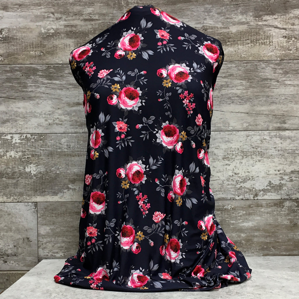 DBP / Stable Knit - French Floral on Navy - Sold by half yard